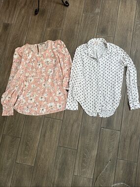 Office blouse bundle size medium. Pleione Pink Floral & Per Se button down